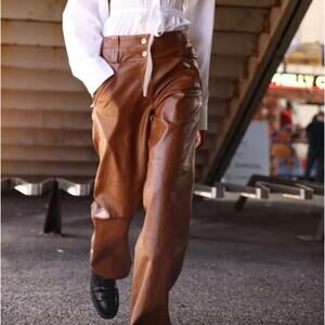 Saintart 0 Lauren Vegan Leather Pant in Cognac